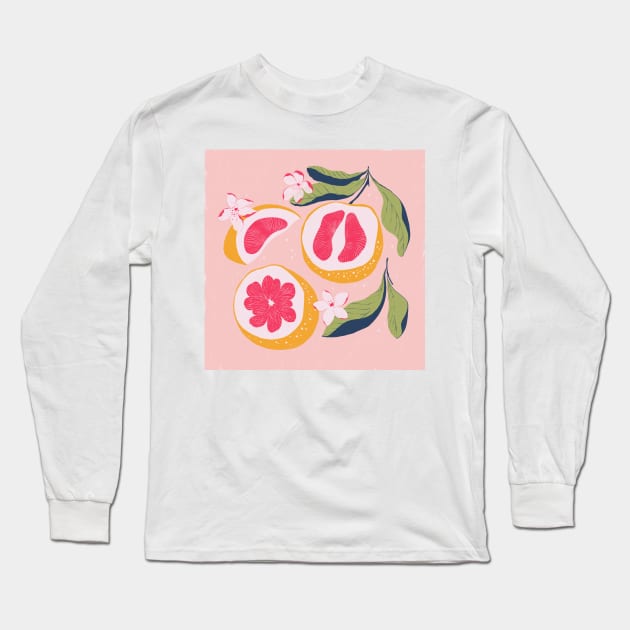 Citrus on pink Long Sleeve T-Shirt by Lidiebug